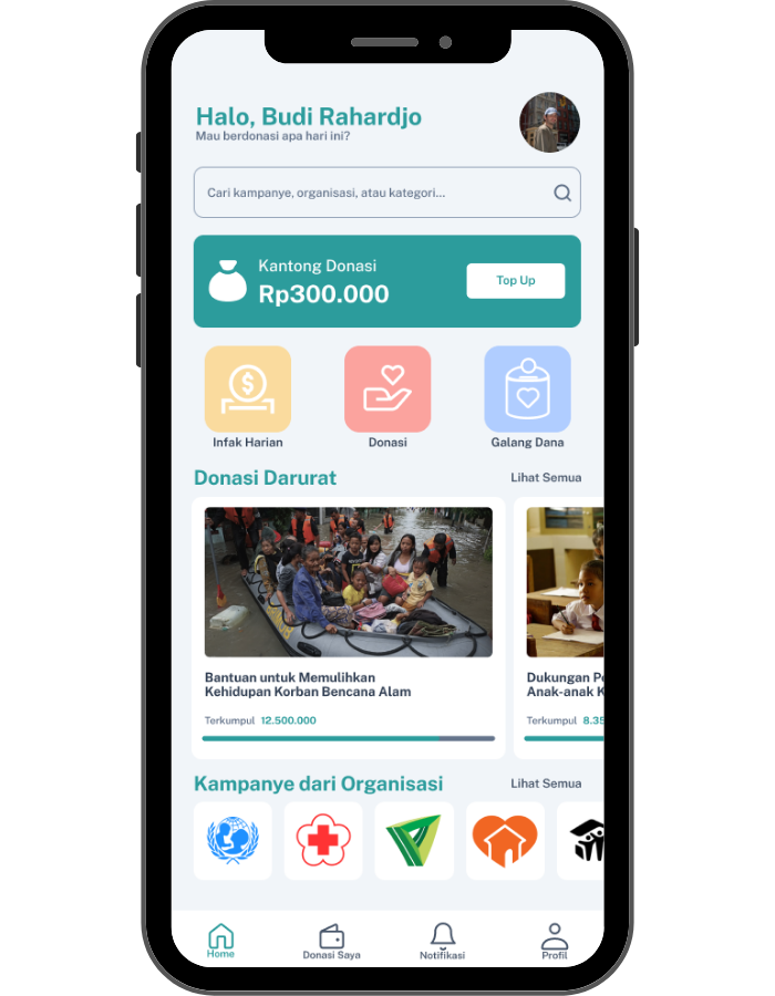 Cinta Beramal App Interface